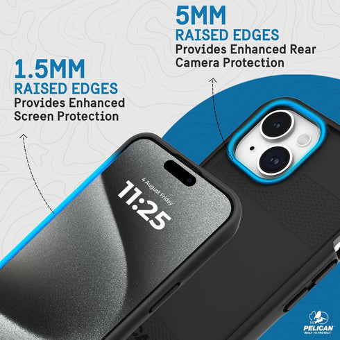 Pelican Protector Series iPhone 15 Case, 6.1" Black Magnetic Phone Case with Anti-Scratch Technology and Drop Protection