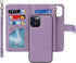 iCoverCase iPhone 13 Pro Wallet Phone Case, PU Leather Zipper Pocket Magnetic Detachable Flip Case with Wrist Strap