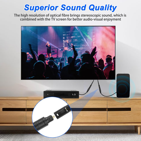 1 2 1 2 1M MEIRIYFA Digital Optical Splitter Adapter Cable in Out, Toslink Digital Fiber Optic Audio Splitter Male