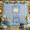 1015ft Baby Blue Sheer Tulle Backdrop Curtains with Lights String for Parties