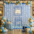 1015ft Baby Blue Sheer Tulle Backdrop Curtains with Lights String for Parties