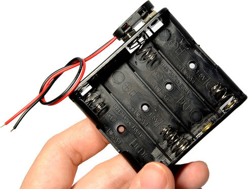 3 Pcs AA Battery Holder Leads 4 x 1.5V (6V) with 3 Pcs 9V I Type Snap Connector Plastic Housing
