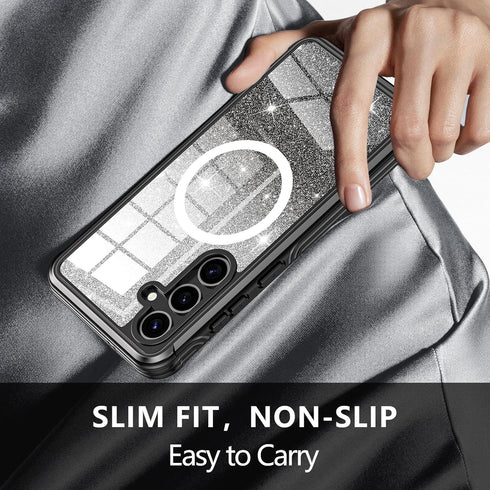 Hekodonk Glitter Case for Samsung Galaxy S24 Plus, Compatible with MagSafe, Full Body Shockproof with Screen & Camera