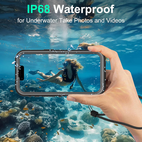 SOKUSIN iPhone 14 Pro Case - Heavy Duty Waterproof, 10FT Dropproof, Dustproof, Full Body Shockproof, 6.1" Black/Clear.