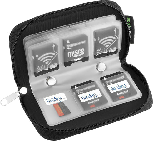 Eco-Fused Memory Card Case - Holder with 22 Slots, Fits up to 22x SD, SDHC, Micro SD, Mini SD, and 4X CF