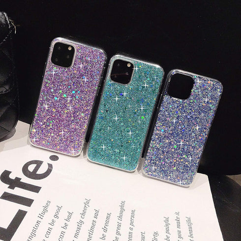 iPhone 12 & 12 Pro Case - Gel Clear Glitter Sparkle Bling Rubber Slim Soft Silicone TPU Protective Cover (Pink)