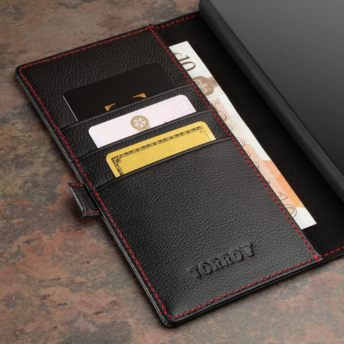 TORRO Case for Samsung Galaxy S23 Ultra 5G – Premium Leather Wallet Case with Kickstand and Card Slots (Black)