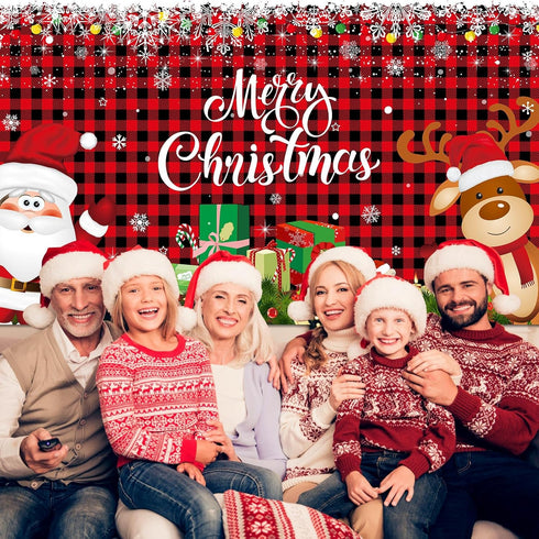 Irenare Christmas Banner Backdrop, Merry Christmas Banner for Indoor Holiday Party Photo Booth Decor, 72.8 X 43.3 Inch