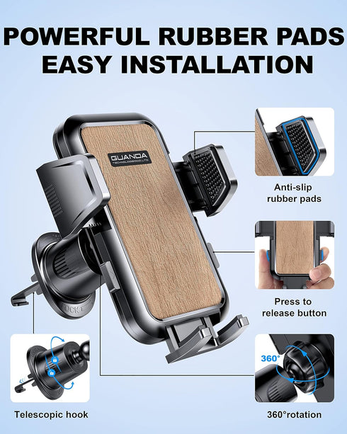 Car Phone Holder Mount, Hands Free Phone Holder for Car, Rotatable and Retractable for iPhone 15 14 13 Pro Max