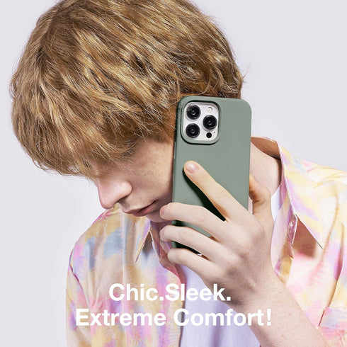 GONEZ iPhone 14 Pro Case - Calke Green, Shockproof Liquid Silicone, Soft Anti-Scratch Lining + 2 Screen & Camera