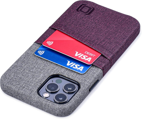Dockem Wallet Case for iPhone 12 & 12 Pro, Built-in Metal Plate for Magnetic Mounting, Maroon and Grey