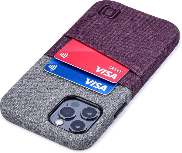 Dockem Wallet Case for iPhone 12 & 12 Pro, Built-in Metal Plate for Magnetic Mounting, Maroon and Grey