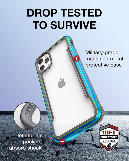 X-Doria Raptic Shield Case for iPhone 11 Pro, Iridescent, Military Grade Drop Tested, Lightweight