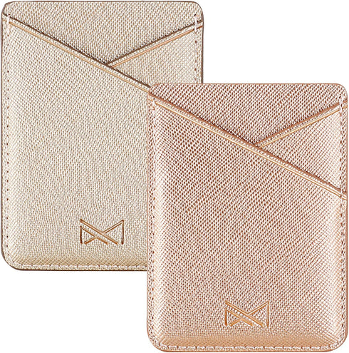Phone Card Holder, Cell Phone Stick On Glitter PU Leather Sleeve, Credit for iPhone Samsung Most Smartphones