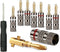 4 Pairs Banana Plugs (8 pcs: 4 White/4 Red), 24K Gold Plated Speaker Plug Connectors for Home Theater