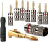 4 Pairs Banana Plugs (8 pcs: 4 White/4 Red), 24K Gold Plated Speaker Plug Connectors for Home Theater