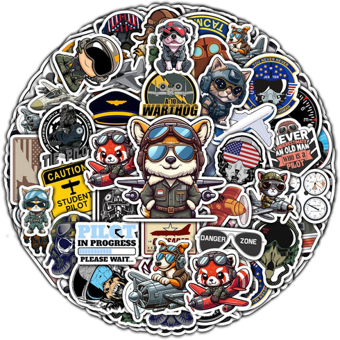 50 PCS Plane Pilot Wing Stickers, Waterproof Vinyl Decals for Laptop, Water Bottle, Gifts for Teens Adults