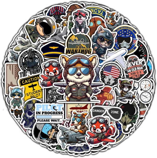 50 PCS Plane Pilot Wing Stickers, Waterproof Vinyl Decals for Laptop, Water Bottle, Gifts for Teens Adults