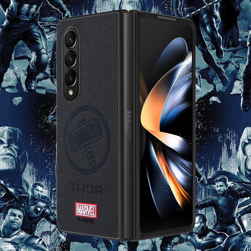 Case for Samsung Galaxy Z Fold 3 5G, Superhero Character Compatible Leather Case, Black