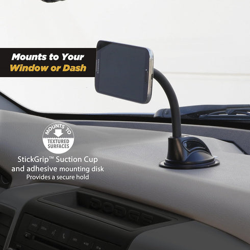 Scosche MAGWDM MagicMount Flex Neck Suction Cup Car Phone Mount for Dashboard/Windshield, 360° Adjustable Magnetic