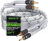 GearIT 14AWG Premium Heavy Duty Braided Speaker Wire Cable (10 Feet) - Dual Gold Plated Banana Plug Tips, White