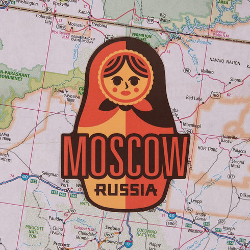 Vagabond Heart Moscow Sticker - Weatherproof Vinyl Russia Souvenir Decal - Nesting Russian Doll/Matryoshka