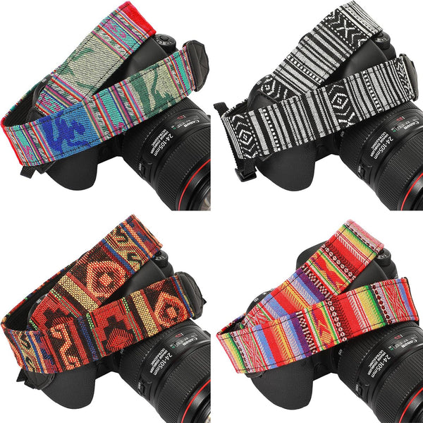 4 Pieces Woven Vintage Camera Strap for All DSLR SLR Cameras, Universal Neck Shoulder Strap for Photographers