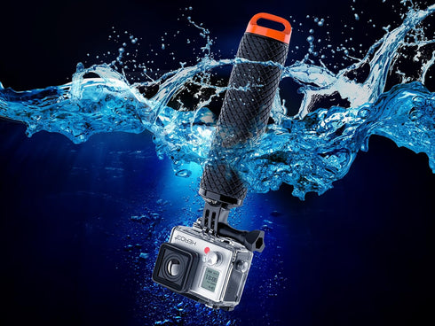Waterproof Floating Hand Grip for GoPro Hero 12, 11, 10, 9, 8, 7, 6, 5, 4, 3, 3+, 2, 1 Session, Black Silver Camera