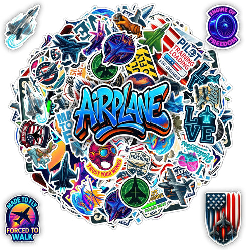 100 PCS Aviation Stickers Set Fighter Jet & Helicopter Plane Pilot Vinyl