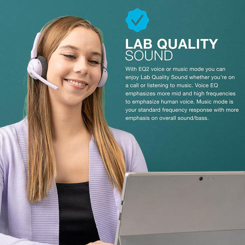 Headset, 50+ JLab Go Work Pop On-Ear Wireless Lilac, Hours Playtime, Bluetooth Multipoint, Rotating Boom Mic, Noise
