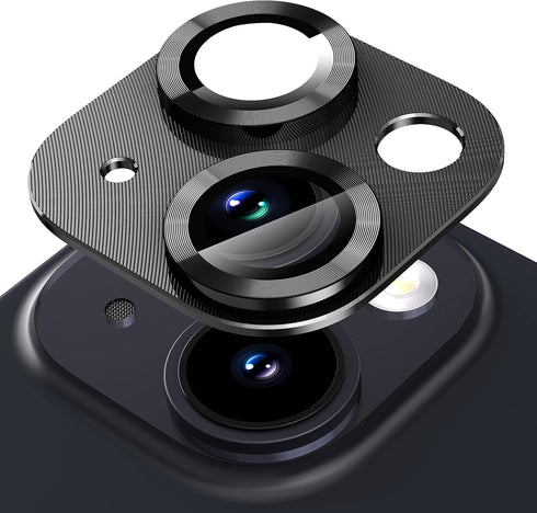 Suoman Camera Lens Protector for iPhone 14/14 Plus, Premium Tempered Glass & Metal, Black, 6.1"/6.7" Models.
