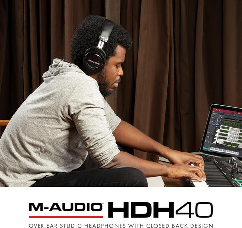 M-Audio HDH40 Over Ear Studio Headphones, Closed Back Design, Flexible Headband, 2.7m Cable for Monitoring
