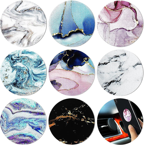 Weewooday 8 Pcs Metal Mount Plate for Phone Magnet Car Holder, Compatible with Magnetic Car Mounts, Marbling Style
