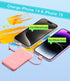 miisso 6000mAh Built-in Cables Power Bank, Travel Charger with USB C Cords, Card Size External Battery Pack, Blossom