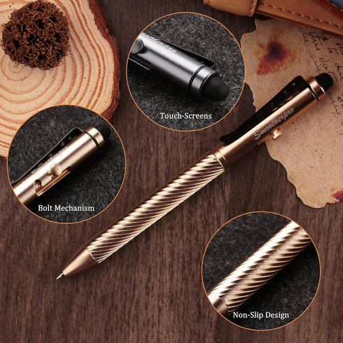 SMOOTHERPRO Gold Stylus Bolt Action Pen, Lightweight Durable Fidget Pen for EDC, Compatible with iPad and Tablets