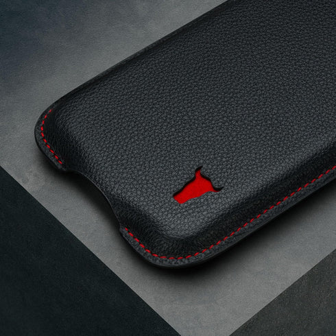 TORRO Black Genuine Leather Phone Sleeve Case for iPhone - 6.3/6.1 Inch Screen Size