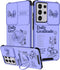 2in1 Samsung Galaxy S21 Ultra Case for Women, Cute Girls Butterfly Phone Cover with Camera Cover + Ring Stand