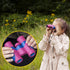 Kids Binoculars for Girls or Boys in Vibrant Pink Blue - Includes Sticker Book with 40 Bird Species