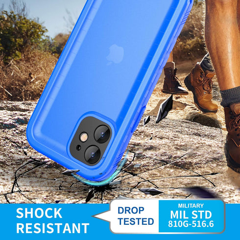 Cozycase iPhone 12 Mini Waterproof Case, Full Body Rugged Dustproof Shockproof with Built-in Screen Protector, Blue