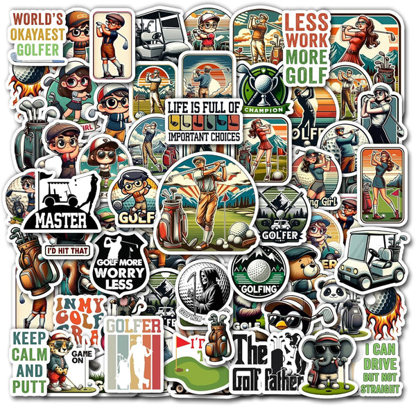 50 PCS Golf Stickers, Waterproof Vinyl Decals for Golfer Adults, Sports Lovers, Decorative Scrapbooking
