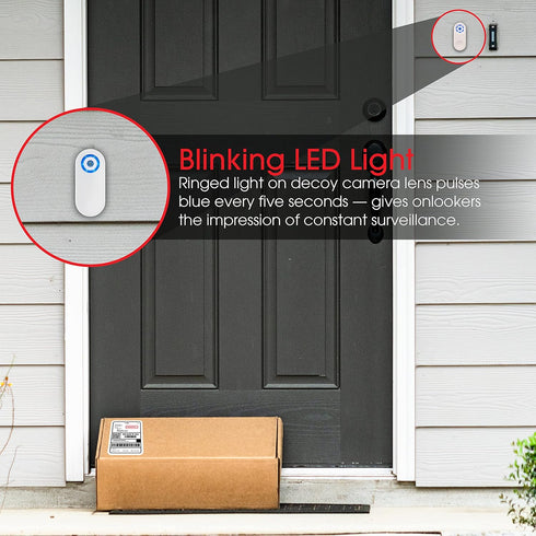 Power Gear Decoy Security Camera, Battery Operated with Flashing Blue LED Light, Easy Install Fake Surveillance, White