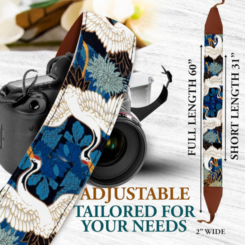 Art Tribute Camera Strap for All DSLR and Mirrorless Cameras - Universal Neck, Crossbody & Shoulder Strap, Blue Crane