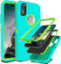 YmhxcY Shockproof Case for iPhone XR, 3-Layer Durable Phone Cover for Apple iPhone XR 6.1", Aqua Blue and Lime Green