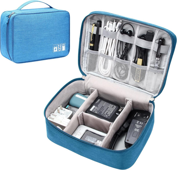 Electronics Organizer Travel Bag, Waterproof Universal Cable Storage Case for Charger, Phone, USB, SD Card, Hard Drives