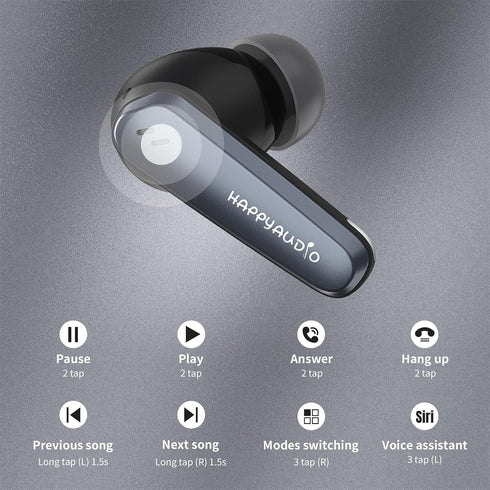 S4 Wireless Earbud, Bluetooth 5.2 Headphones with Hybrid ANC+ENC, IPX5 Water Resistant, 24Hrs Playtime (Black)
