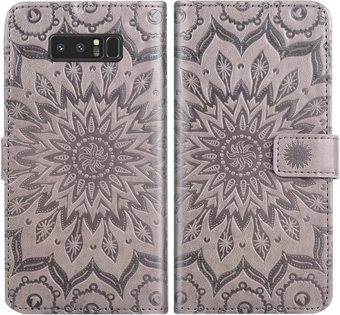Phone Case for Samsung Galaxy Note 8, Wallet Cases with Tempered Glass Screen Protector, Leather Slim Flip Cover