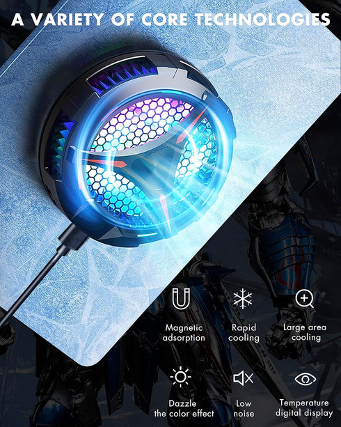 iPad Cooler, Magnetic Tablet Cooler for iPad/Samsung Tab, Universal Radiator with Temperature Display for Mobile Gaming