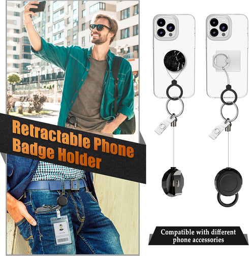 Kaptron Theft and Drop Protection Phone Tether, 30” Safety Retractable Phone Clip, Universal Lanyard with Carabiner