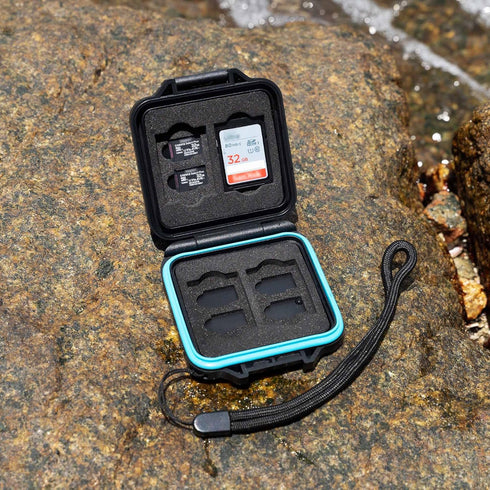 JJC 12 Slots Portable SD Micro SD Memory Card Case, Water-Resistant Anti-Shock Storage Organizer for 8 Micro SD & 4 SD