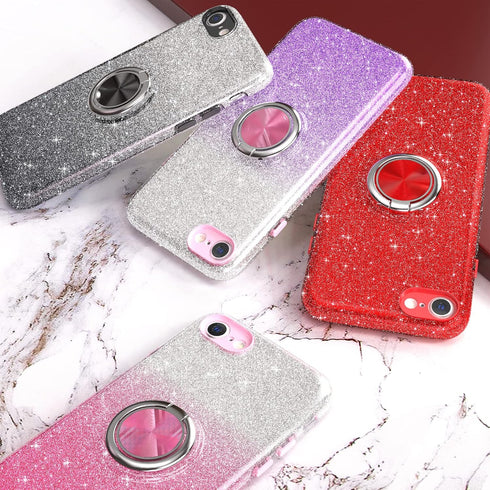 iPhone SE 2020 Case Glitter, Slim Sparkly Cover with 360° Ring Holder Kickstand for iPhone 8/7/SE 2020/SE 3